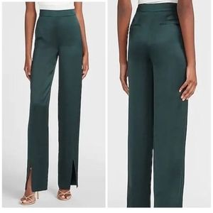 Green Straight High Rise Dress Pants